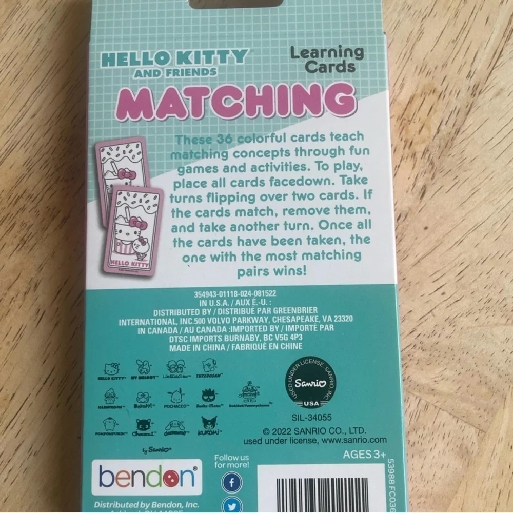 Hello Kitty and Friends Matching kids Card Game